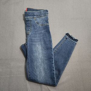 Spanx Women S Pull On Mid Rise Skinny Raw Hem Distressed Jeggings